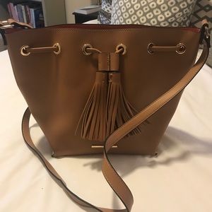 Light brown leather cross body purse